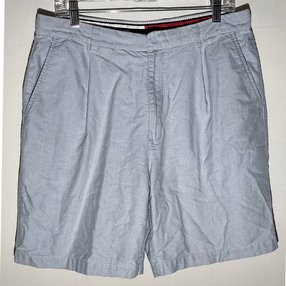 Vintage Tommy Hilfiger Mens Pleated Chino Shorts Light Blue MAS-GIL 2001 Size 34